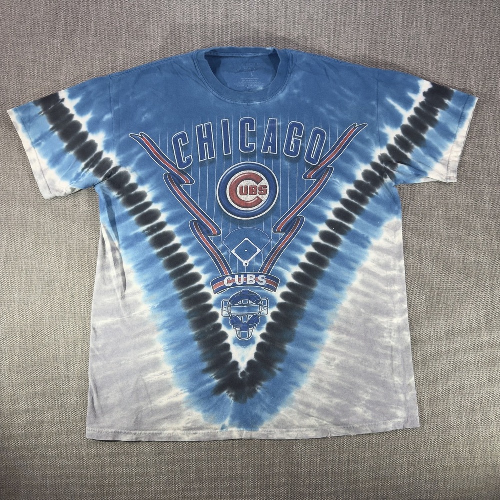 Chicago Cubs Shirt Mens Large Blue MLB Baseball Liquid Blue Tie-Dye Graphic Tee